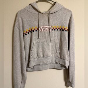 Vans Heather Gray Cropped Hoodie with Checkered Design
